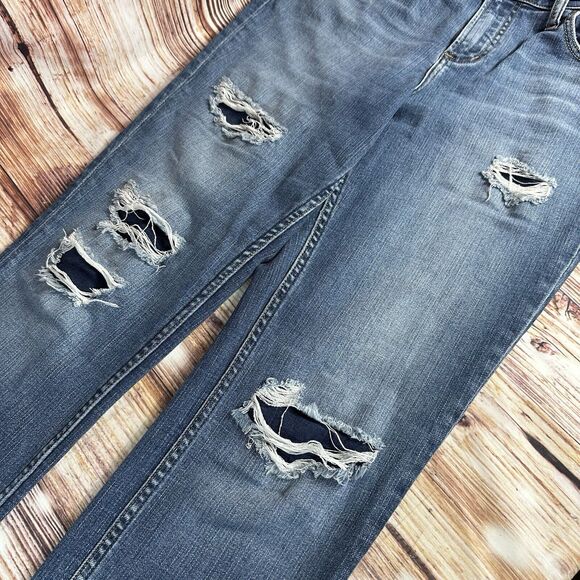 Silver Jeans Co BEAU Womens Size 30 Blue Mid Rise Distressed Denim Pants 31x31 - Picture 5 of 12